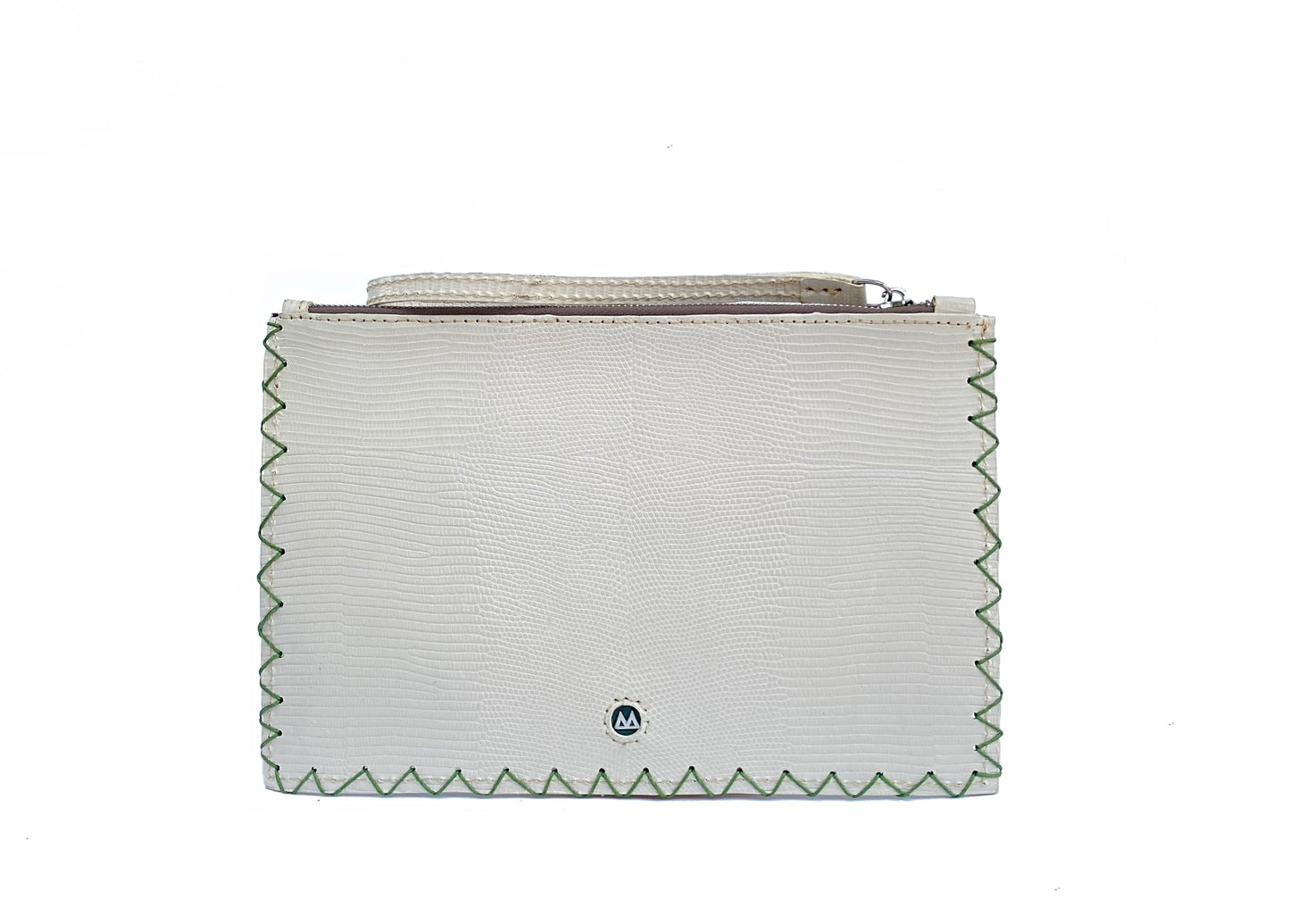 CREAM & GREEN GEO FLAT POUCH