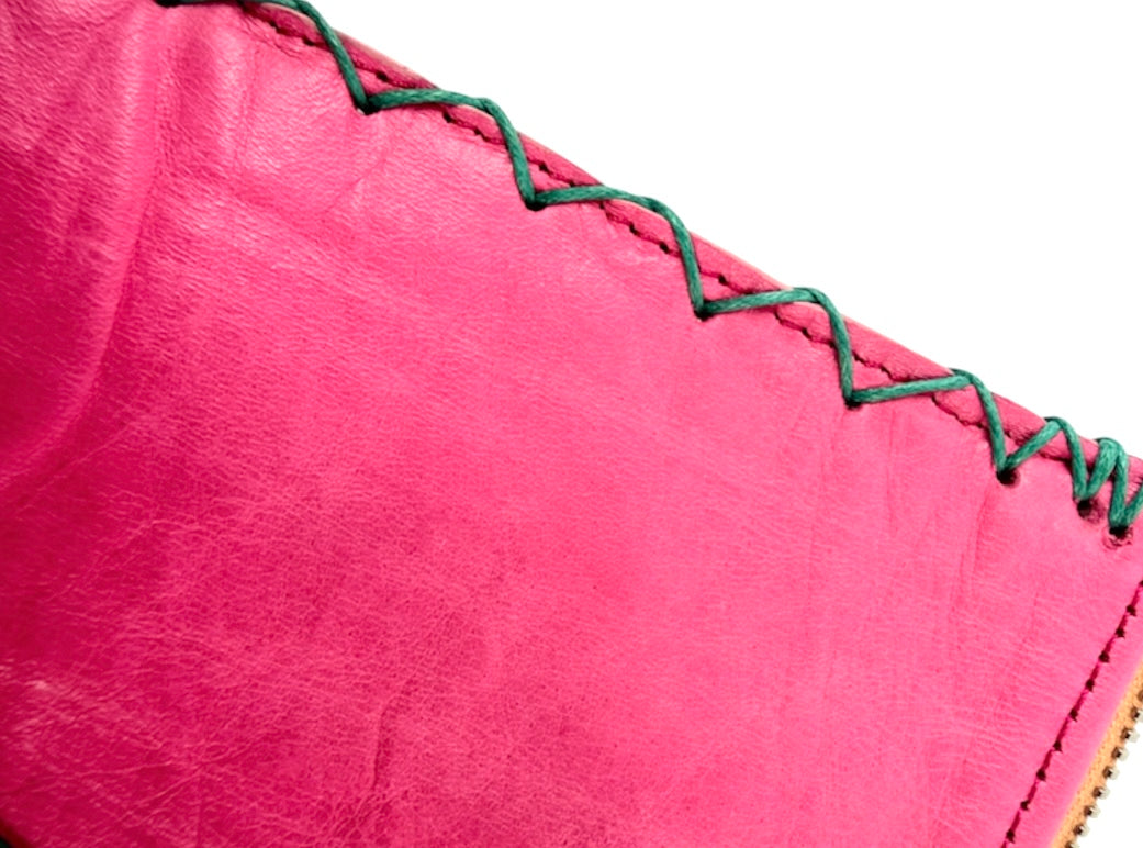 Pink and Emerald Flat Travel Clutch
