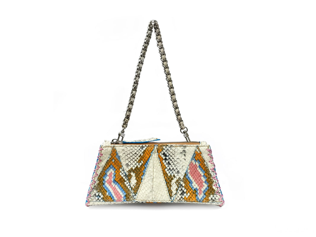 MARTE EGELE VIVIAN FLAT POUCH, Handwoven Cross Stitch Edges Fully lined in Suede