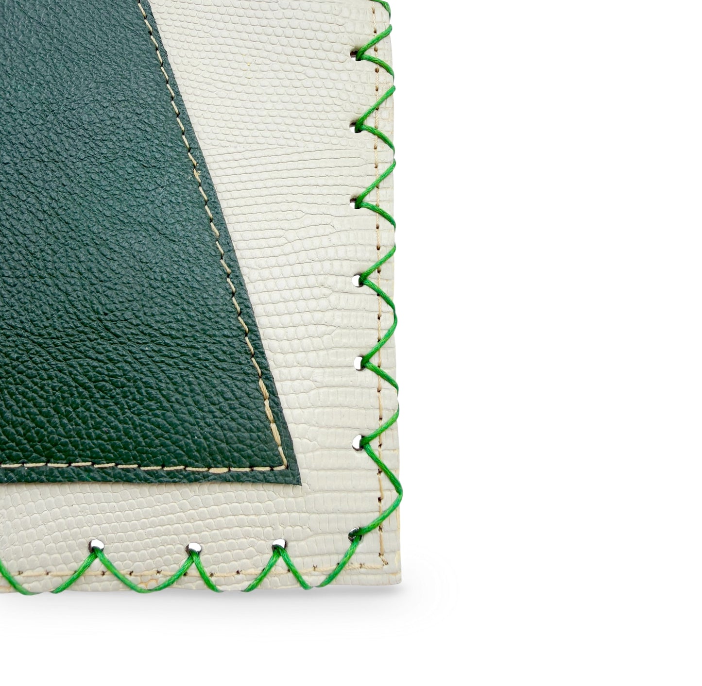 Cream and Green Flat Travel Clutch