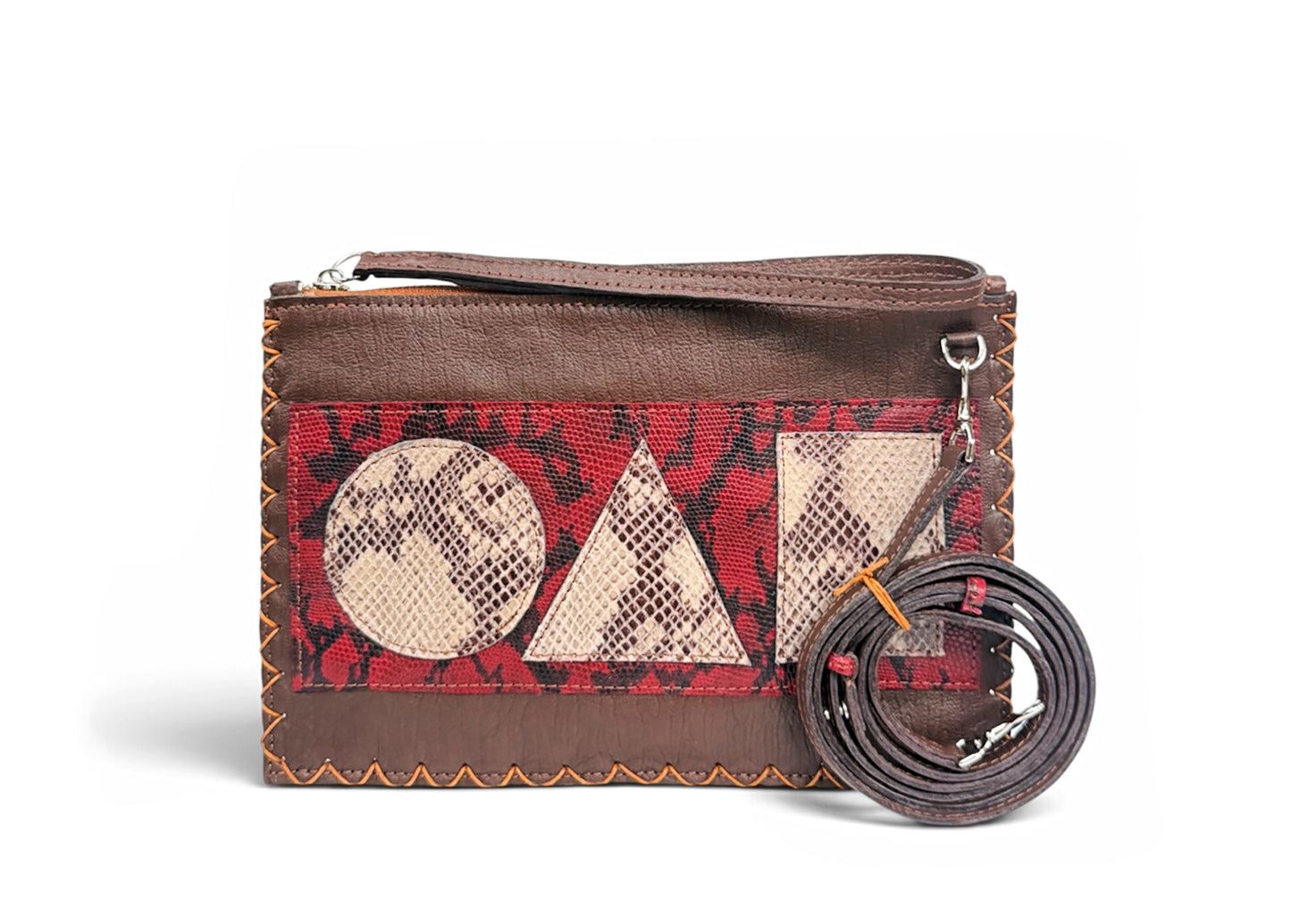 Crimson Safari Geo Flat Crossbody Pouch