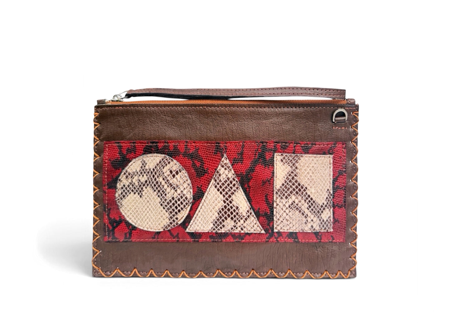 Crimson Safari Geo Flat Crossbody Pouch