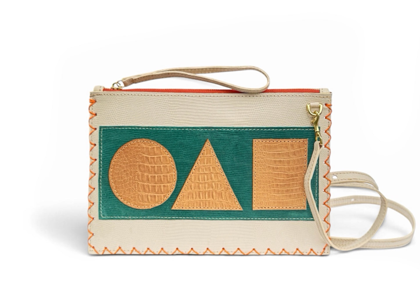 Cream Sunset Geo Flat Crossbody Pouch