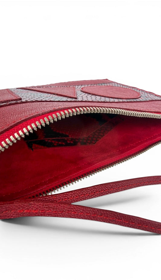 Red Geo Flat Pouch