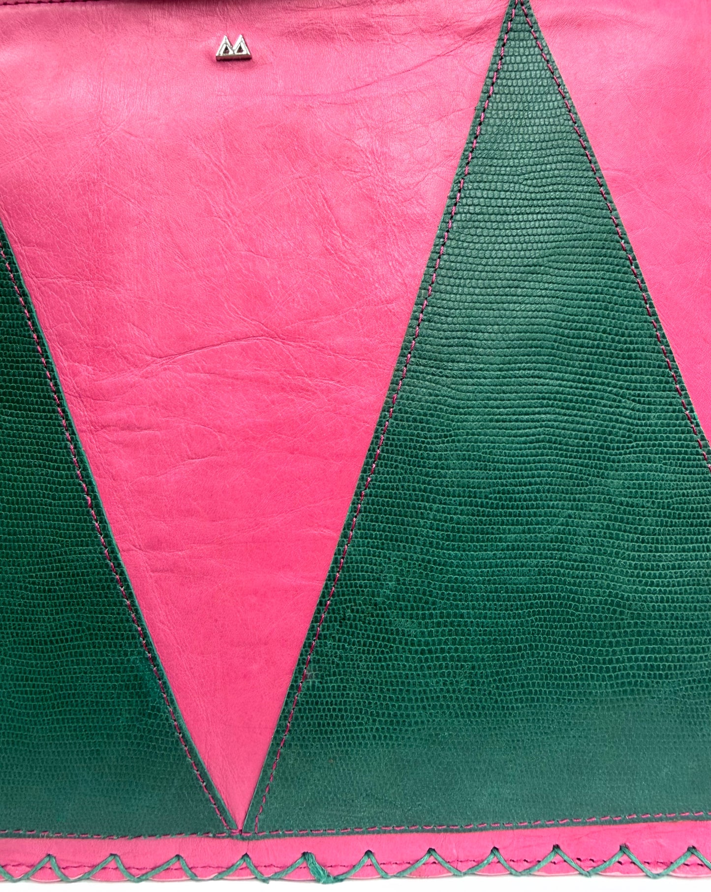 Pink and Emerald Flat Travel Clutch