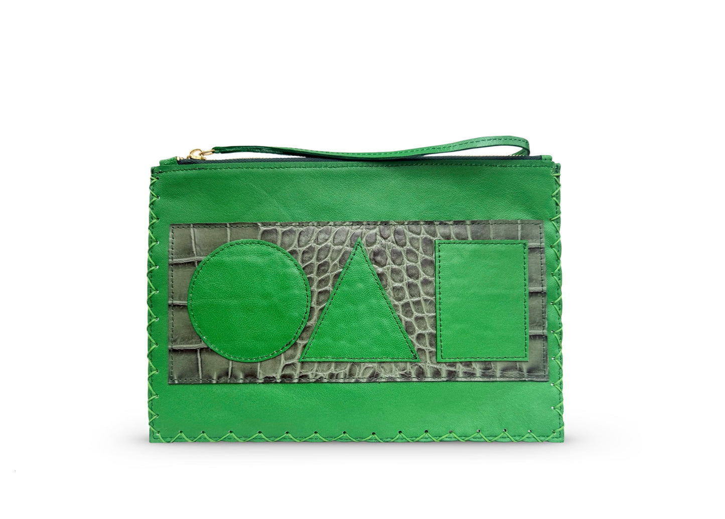 Green Geo Flat Pouch