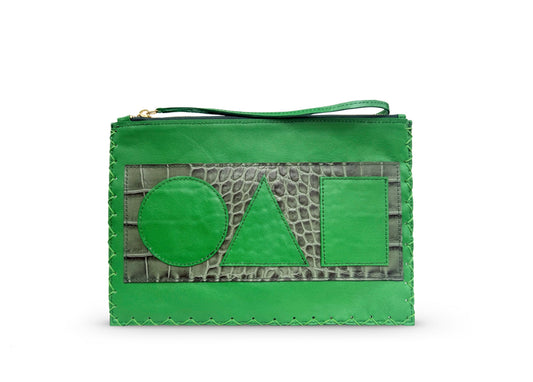 Green Geo Flat Pouch