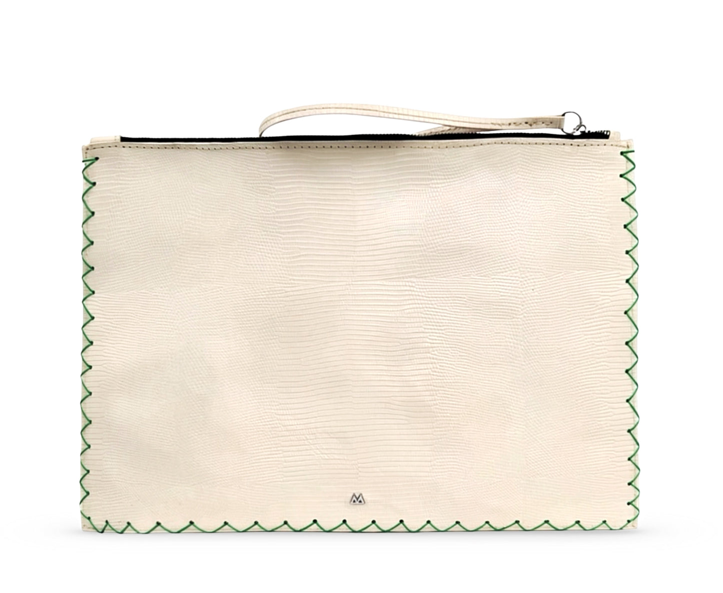 Cream and Green Flat Travel Clutch