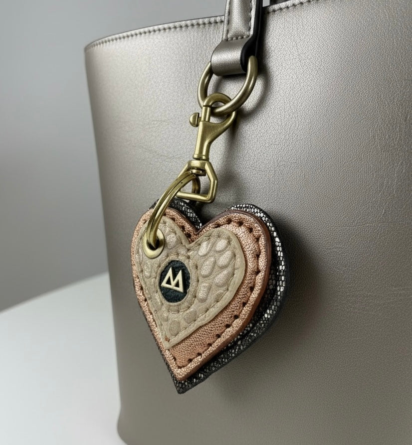 Trio Heart Key Charm