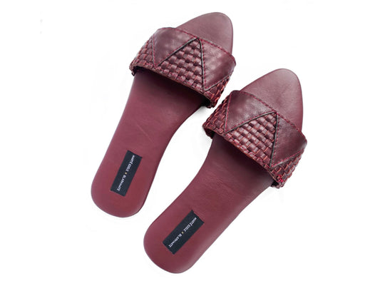 MARTÉ EGELE X BLARKMATE WOMENS WINE LEATHER SLIDES