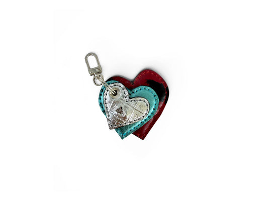 Trio Heart Key Charm