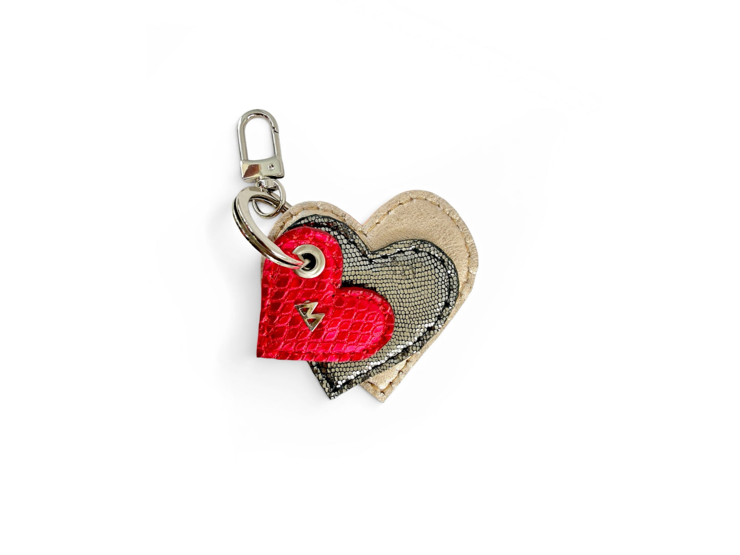 Trio Heart Key Charm