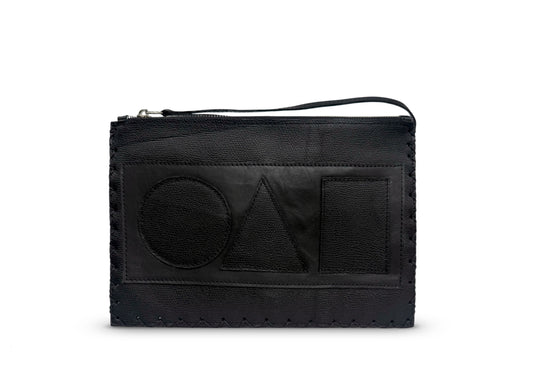 Black Geo Flat Pouch