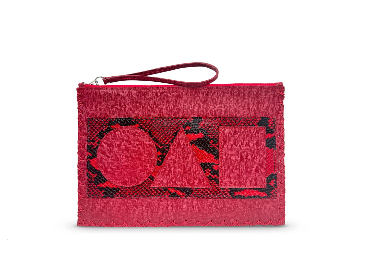 Red Geo Flat Pouch