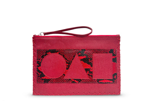 Red Geo Flat Pouch