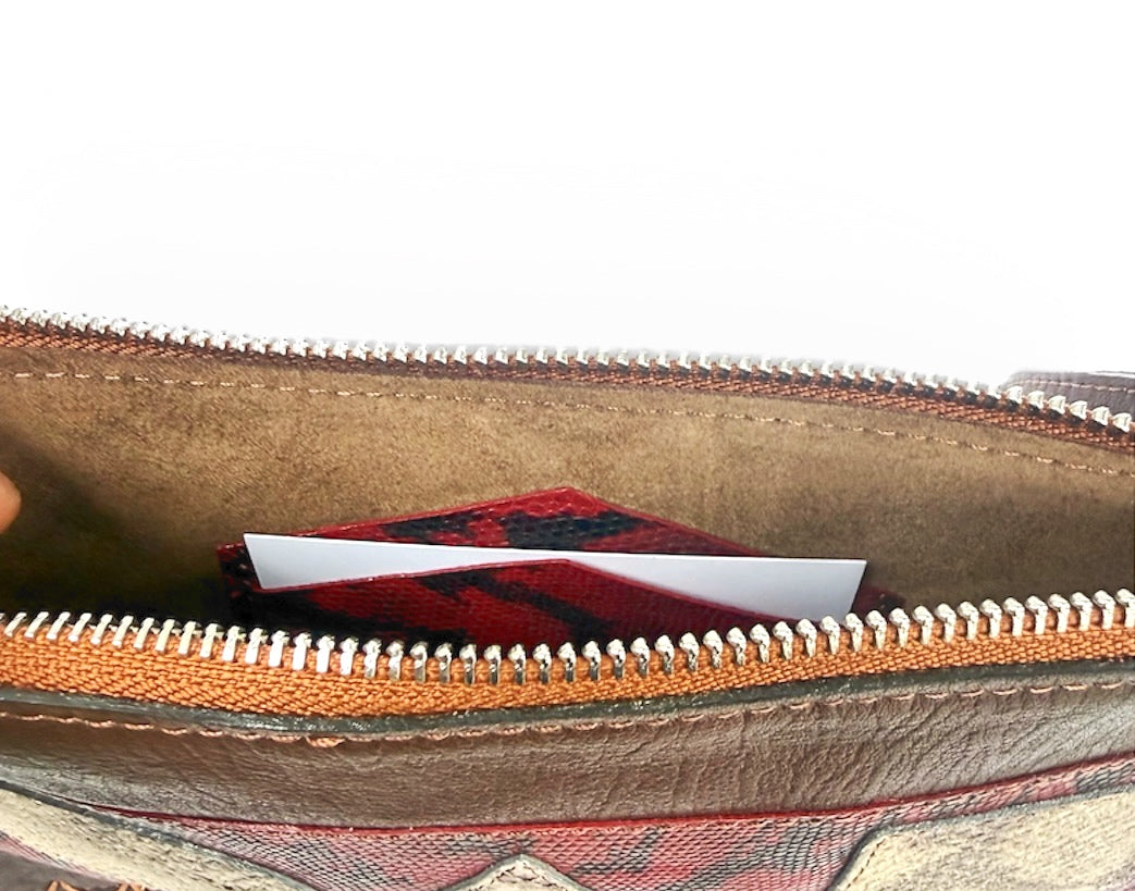 Crimson Safari Geo Flat Crossbody Pouch