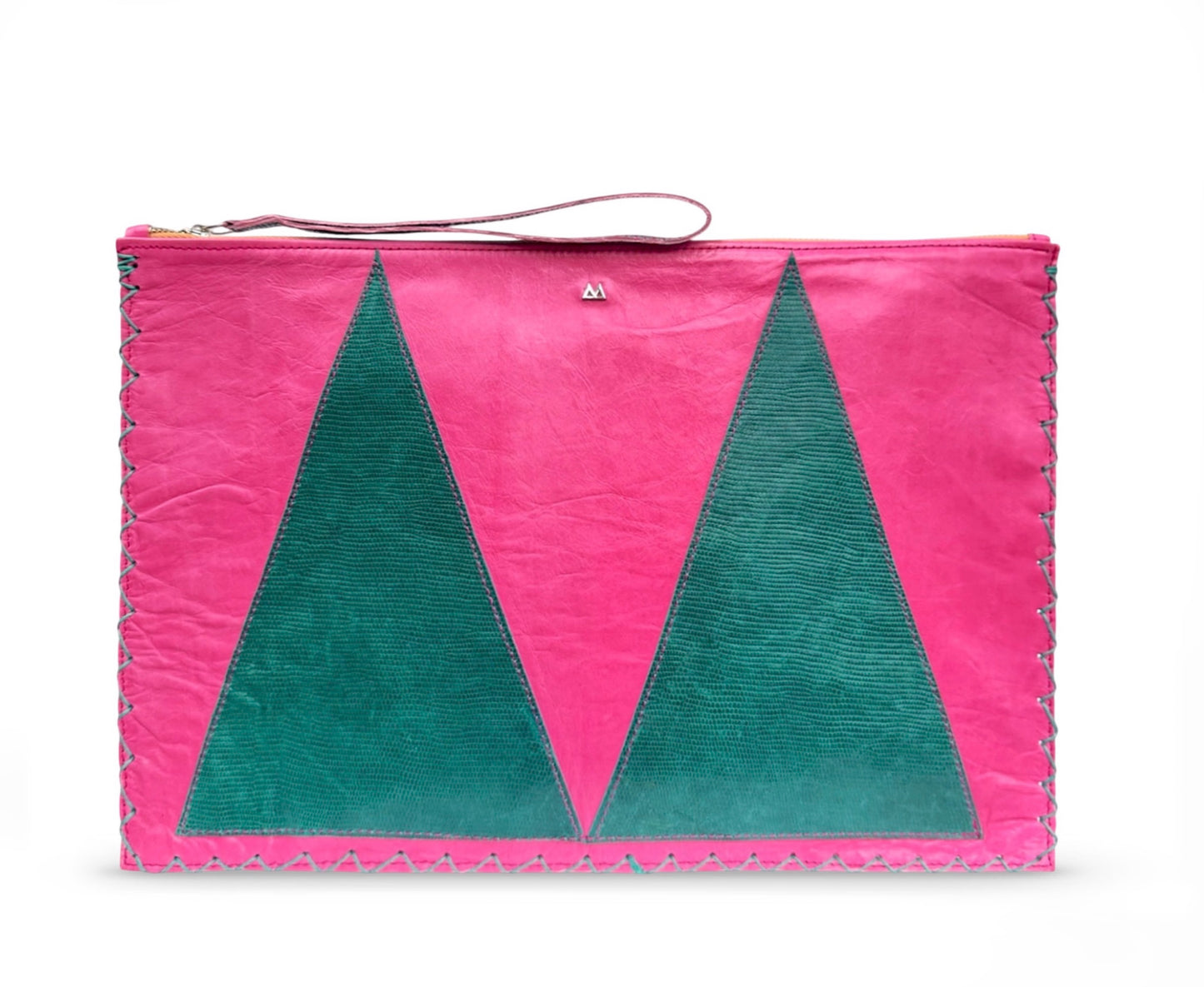 Pink and Emerald Flat Travel Clutch